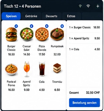 Mobile Bestellung am Tisch mit Vormelo