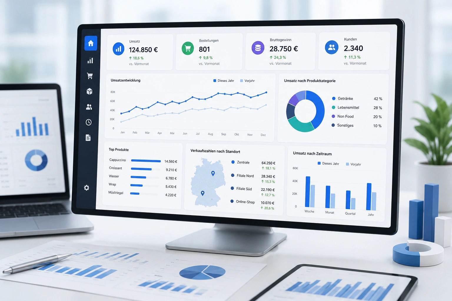 Vormelo Analytics Dashboard mit Kennzahlen und Diagrammen