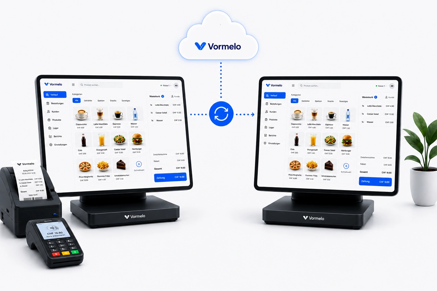 Vormelo Kassensystem im Offlinebetrieb mit automatischer Cloud-Synchronisation
